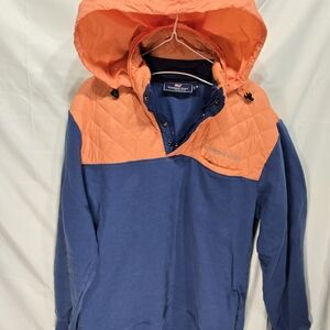 Vineyard Vines Men Med Quilted Hoodie Pullover Zip Snap